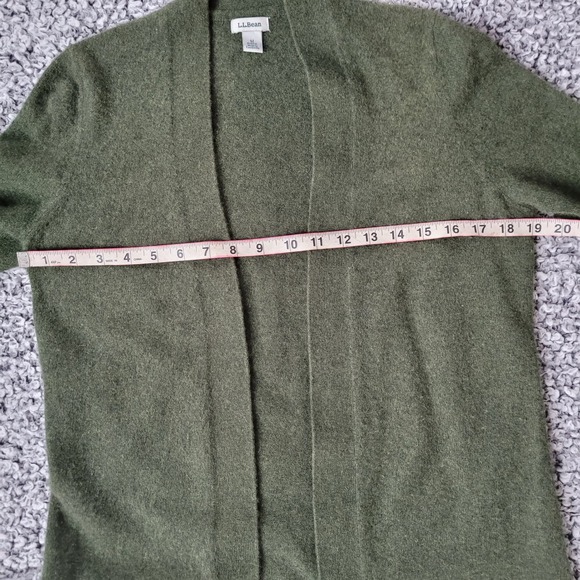 L.L. Bean 100% cashmere olive green open front cardigan with pockets luxury - Picture 11 of 14